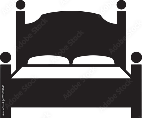 Restful Slumber A Classic Black Bed Vector Illustration for Serene Bedroom Decor Projects