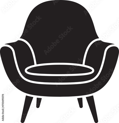 Stylish Armchair Silhouette Vector Illustration for Modern Interior Design Projects and Furniture Concepts