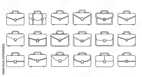 Collection of diverse briefcases business attache cases for professionals and travelers vector