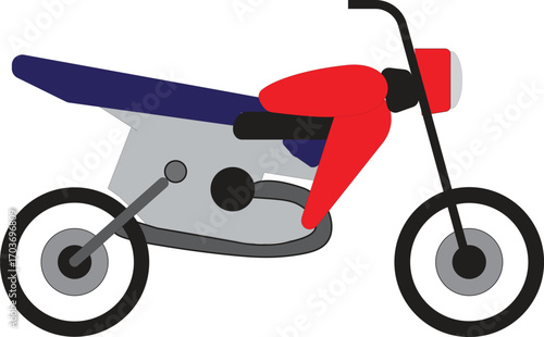 Retro style motorcycle side view flat design simple graphic transportation vehicle