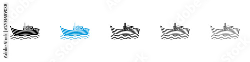 Wooden boat icons vector illustration for ui