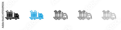 Truck carrying gift box icons vector illustration for ui