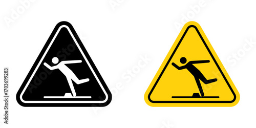 Tripping hazard warning signs vector illustration for ui