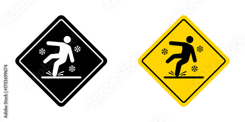 Slippery ice signs vector illustration for ui