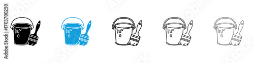 Paint bucket and paint brush icons vector illustration for ui
