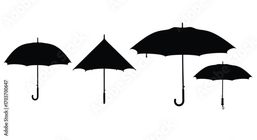 Diverse silhouettes of umbrellas showcasing different styles and shapes for protection vector