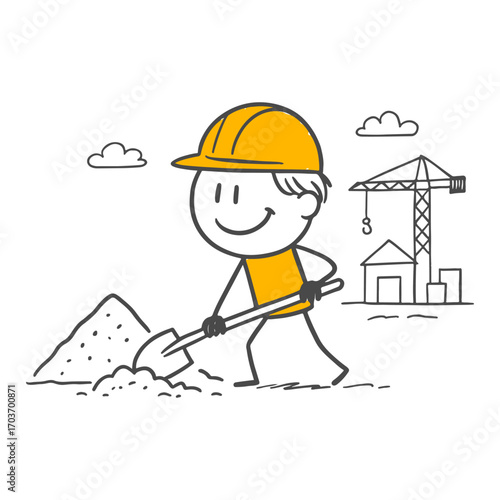 A simple character design symbolizing disciplined work and constructive effort.