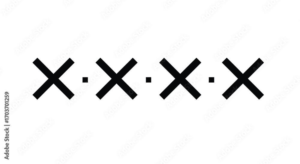 Obraz premium Four simple x symbols arranged in a row with dots symbolizing a pattern vector