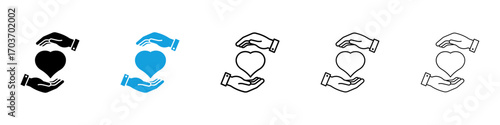 Heart and hands icons vector illustration for ui