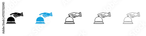 Hand touching service bell icons vector illustration for ui