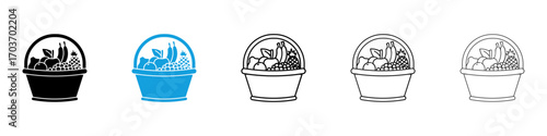 Fruit basket icons vector illustration for ui