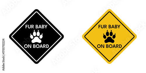 Fur baby on board signs vector illustration for ui