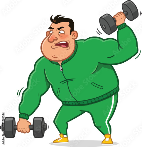 Man Struggling With Weights Fitness	