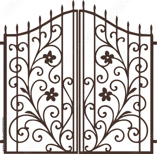Ornamental Wrought Iron Gate with Decorative Design