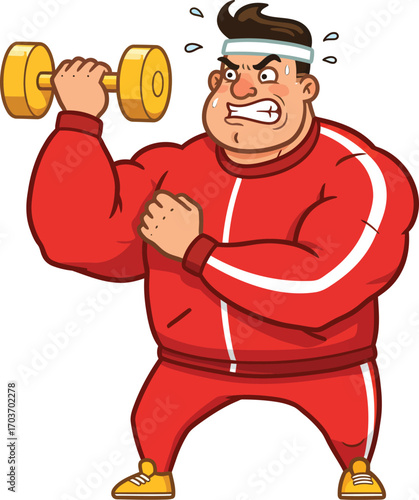 Man Lifting Dumbbell For Fitness	
