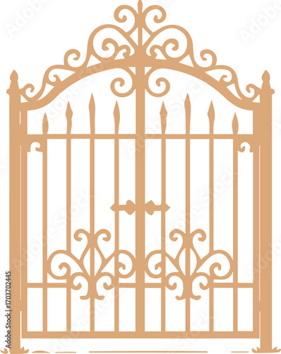 Ornamental Wrought Iron Gate with Decorative Design