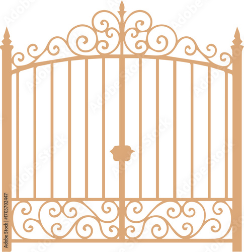 Ornamental Wrought Iron Gate with Decorative Design