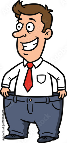 Man Proudly Showing Loose Fitting Pants	