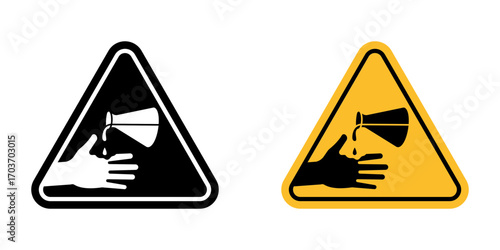Corrosive acid safety signs vector illustration for ui