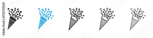 Confetti party popper icons vector illustration for ui