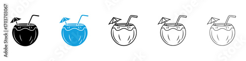 Coconut drink icons vector illustration for ui