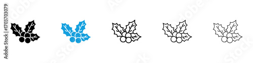 Christmas holly berry icons vector illustration for ui