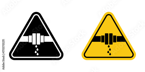 Caution safety leak of water or chemical material signs vector illustration for ui