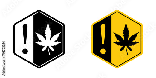 Cannabis packaging warning signs vector illustration for ui