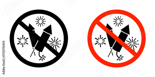 Ban on fireworks signs vector illustration for ui