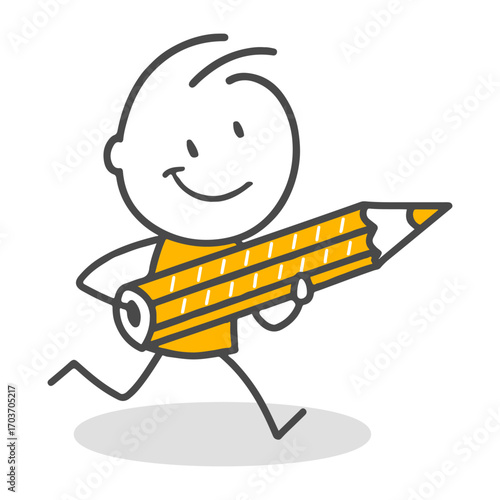 Stick figure illustration representing rapid progress of creative ideas and innovative thinking