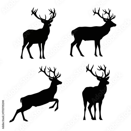 Collection of four deer silhouettes in various poses