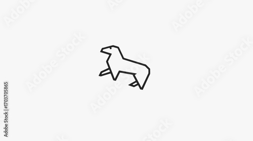 Simple black line drawing of a stylized, leaping animal, likely a horse or similar creature.