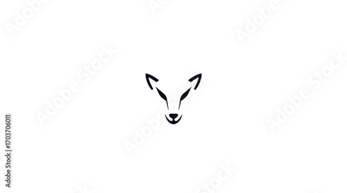 Stylized fox head silhouette, minimalist design, black and white, simple graphic.