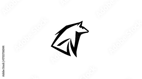 A minimalist black and white logo featuring the silhouette of a wolf's head.