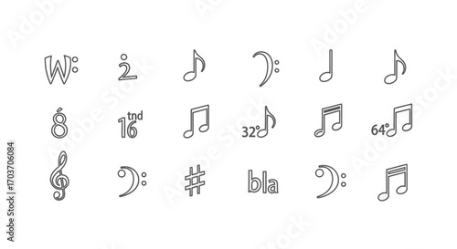 Hand-drawn musical notes and symbols collection expressing melody and harmony creatively vector