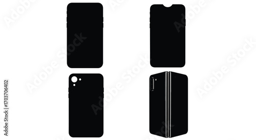 Modern smartphone technology diverse angles displaying screen and foldable devices vector