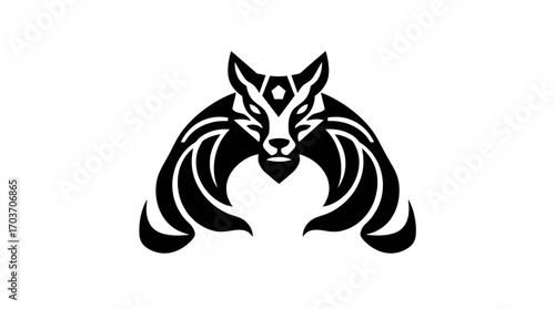 Stylized black fox emblem with wing-like accents.
