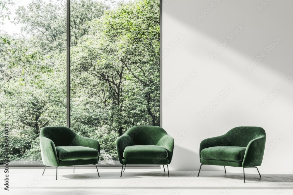 Obraz premium Cozy green chairs in a bright room
