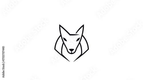 Geometric line art portrait of a stylized fox head.