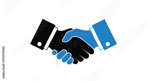 Symbolic illustration of two hands clasped together in a handshake, representing agreement and partnership.