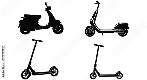 Diverse scooter silhouettes showing transportation options for modern urban living vector