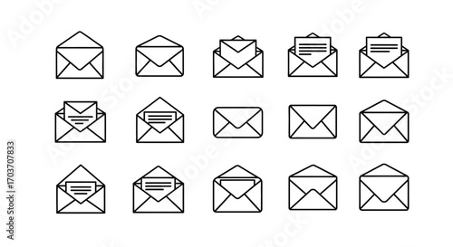 Collection of hand drawn mail envelopes icons for communication and correspondence concepts vector