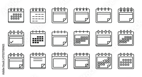 Set of calendar icons daily weekly monthly planner organizer schedule and event planning symbols vector