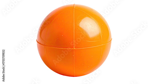 Bright orange sphere, smooth surface, slight texture