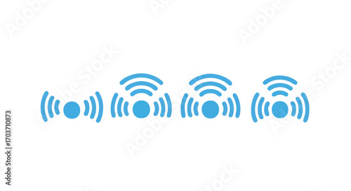 Four different wireless signal strength indicators arranged horizontally.