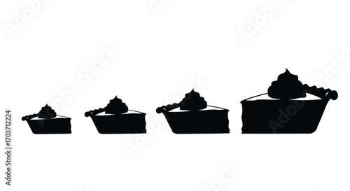 Four black silhouette tanks in increasing size showing military power growth vector