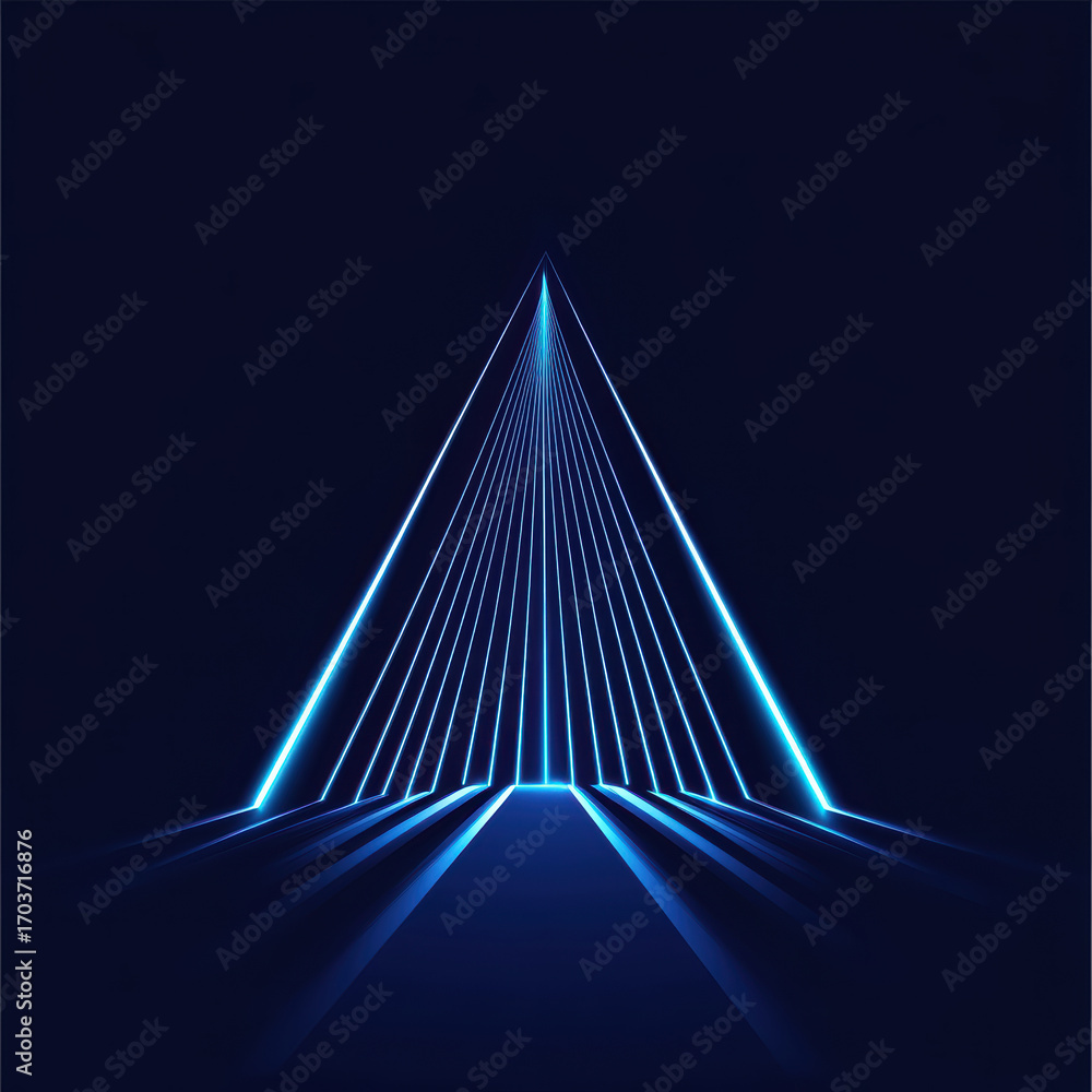 Obraz premium Abstract triangular pattern with glowing blue lines on dark background