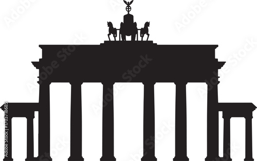 Brandenburg Gate Silhouette Iconic Landmark of Berlin Germany Detailed Vector Illustration