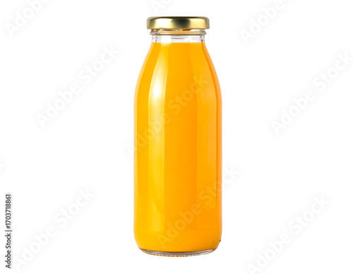Orange juice in bottle isolated on a white background. . High quality photo