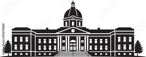 Detailed Government Building Vector Illustration for Architectural and Historical Design Projects